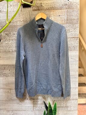Lachlan | NWT Quarter 1/4 Zip Lambswool-Blend Sweater - Men's M, Light Blue